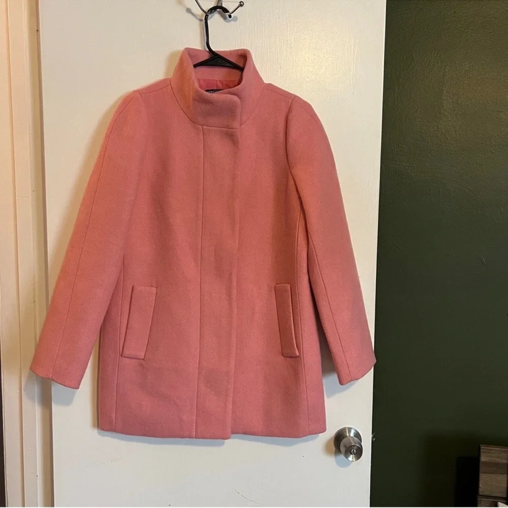 j crew mercantile pink wool blend city coat size 4 - Picture 1 of 9